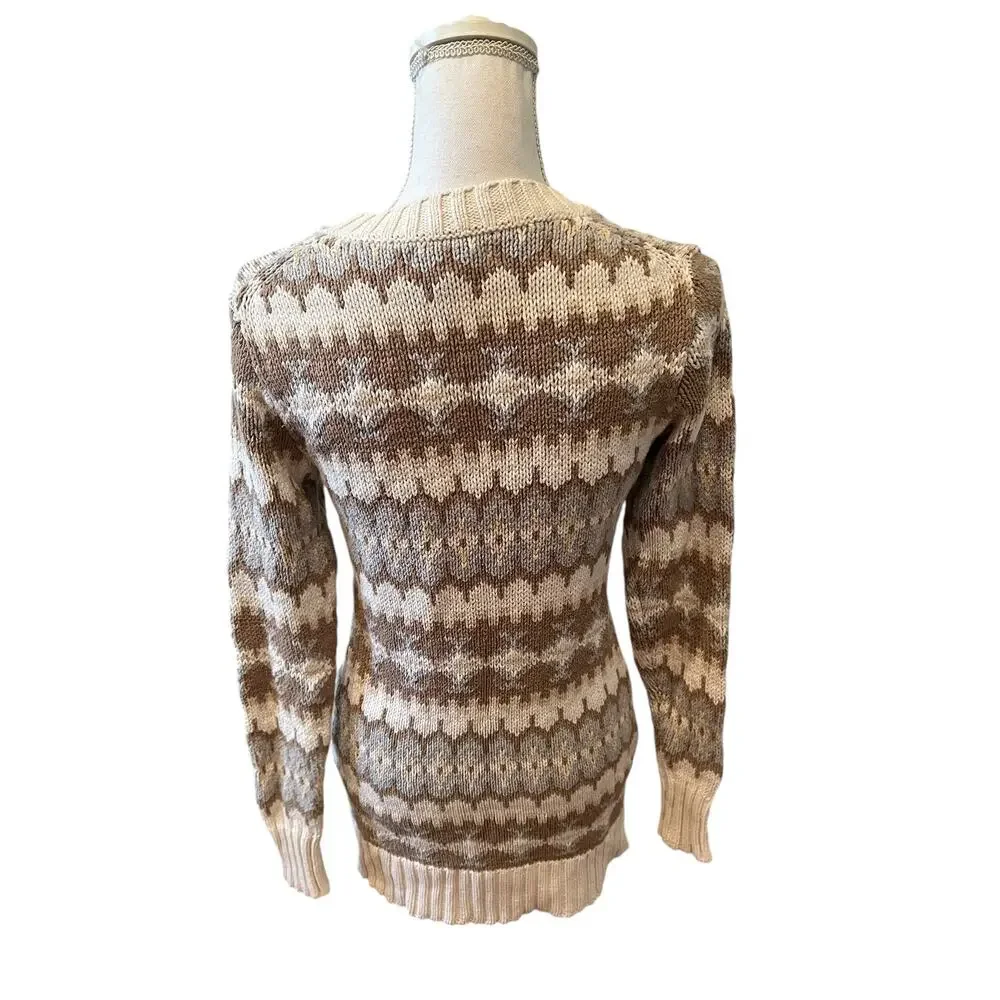 Bass Soft Cocoon Long Cardigan Sweater Ivory Taupe Print